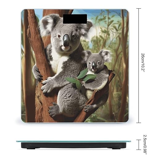 Koala FamilyScale for Body Weight with LCD High Precision Weighing Scales Fashion Sturdy Tempered Glass Weight Scales Easy-to-Read Digital Bathroom Scale for Daily 400lb