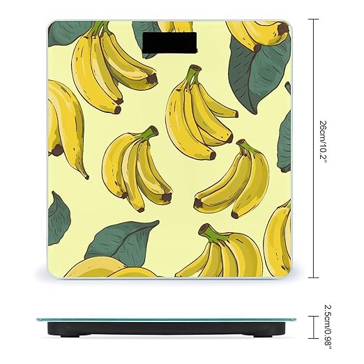 Banana Print Weight Scale Large Bathroom Scales Digital Weight with Bright LED Display Non Slip Automatic Weighing Scale Fashion Weighing Machine for Body