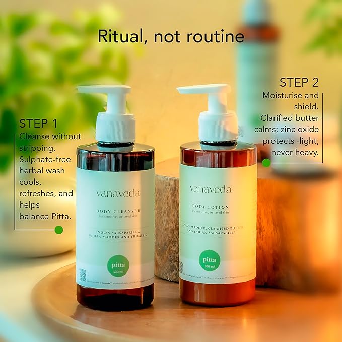 Body Cleanser Pitta for Sensitive &amp Irritated Skin | with Sariva Manjishtha &amp Turmeric | Gentle Cleanse &amp Skin Soothing for Pitta Balance | 300ml