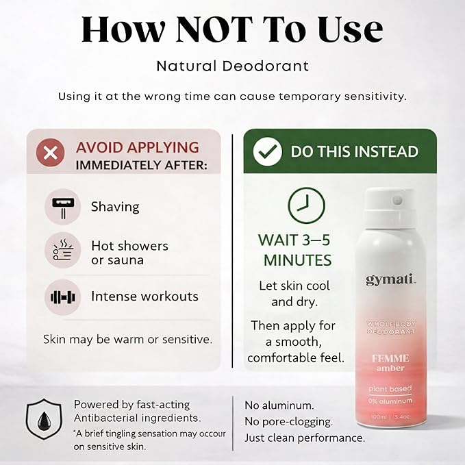 Gymati Natural Deodorant Body Spray – Aluminum-Free Plant-Based Blend with Aloe &amp Zinc Long-Lasting Odor Protection Luxury-Inspired Scent Women Pack of 3