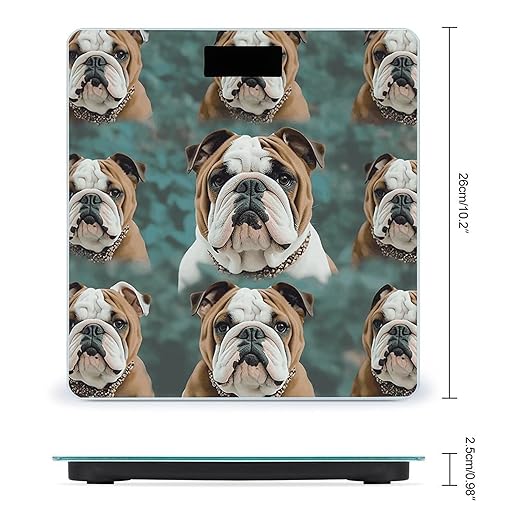 Digital Bathroom Scale for Body Weight Scale with Bright LCD Display High Accuracy Step-On Technology Auto On/Off Funny English Bulldog Digital Scales 400 Lbs /180kg
