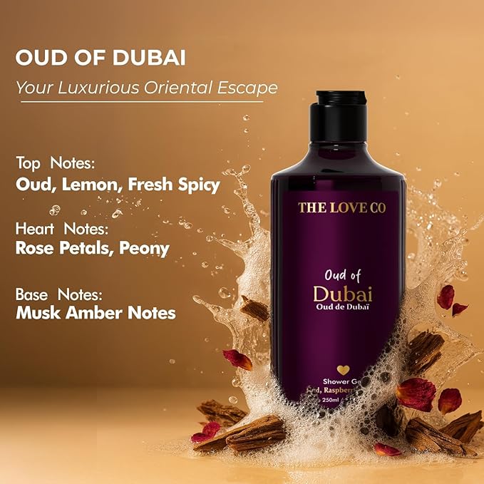 THE LOVE_CO. Body Wash for Women &amp Men | Oud of Dubai | Hydrating Gel Cleanser | Clean &amp Soften Skin | Made with Niacinamide &amp Shea Butter | Free From Parabens &amp Pthalates