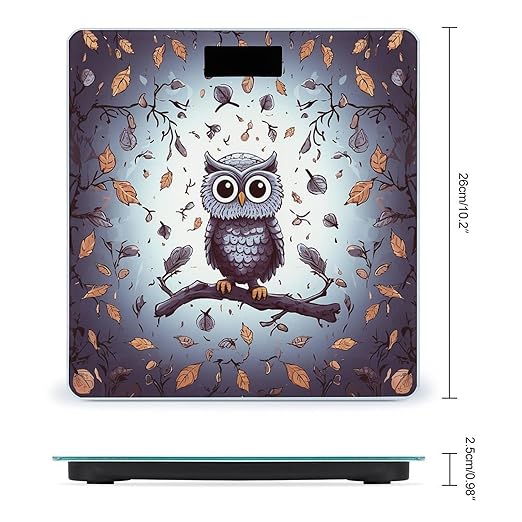 Digital Bathroom Scale for Body Weight Scale with Bright LCD Display High Accuracy Step-On Technology Auto On/Off Owl Tree Branches Digital Scales 400 Lbs /180kg
