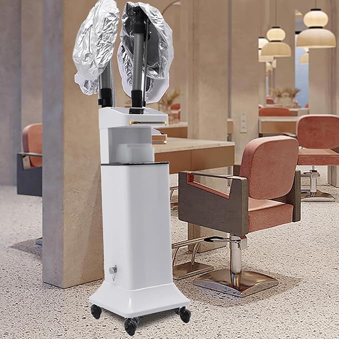 Nano Hair Steamer with Vaporizing Caps Standing Professional Micro Mist Hair Processor with Rolling Wheels(Milk)