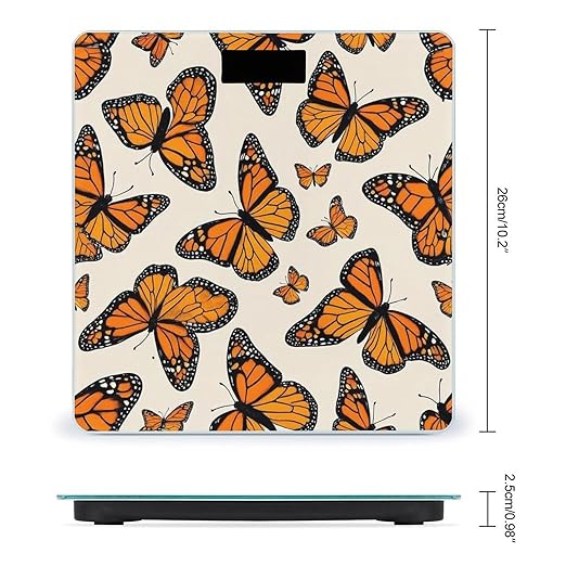 Smart Scale for Body Weight Digital Bathroom Weighing Scale Energy Saving Scale Orange Monarch Butterfly Floral
