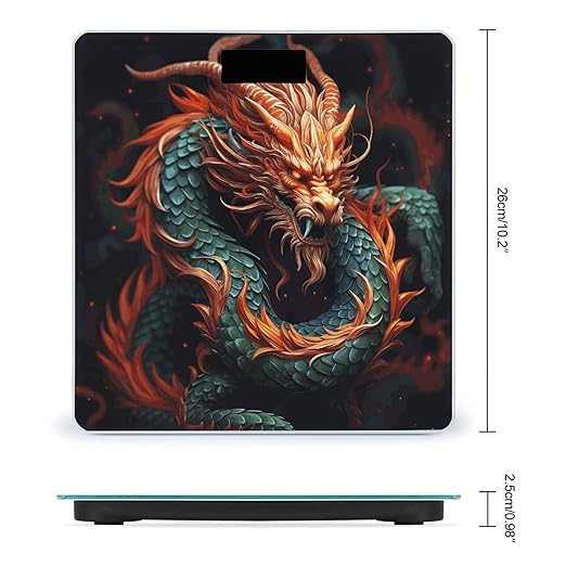 Digital Bathroom Scale for Body Weight Scale with Bright LCD Display High Accuracy Step-On Technology Auto On/Off Chinese Dragon Digital Scales 400 Lbs /180kg