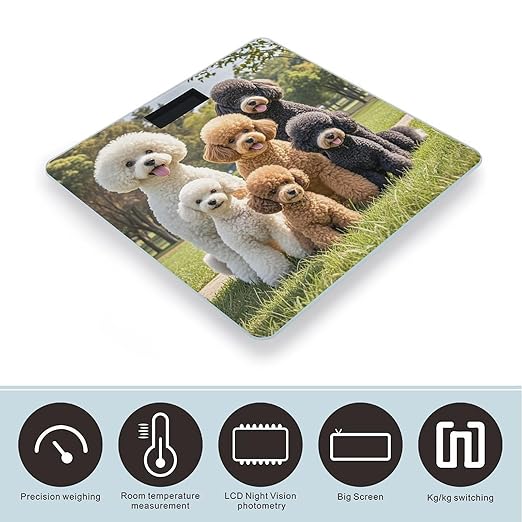 Poodles Dogs Scale for Body Weight Smart Scales Digital Bathroom Scale High Precision Weighing Scales with Large Display Weighing Machine for People