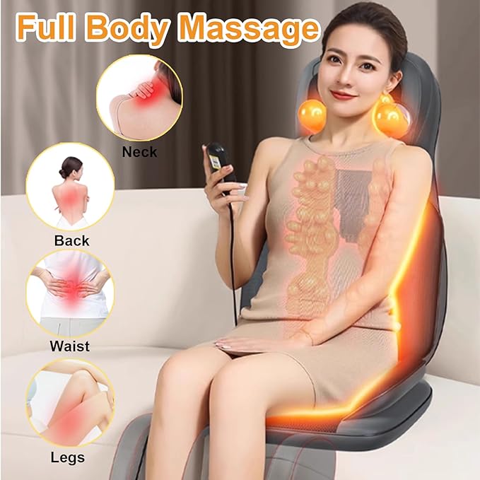 Lvrunben Shiatsu Back Massager with Heat 3D Kneading Massage Chair Pad Electric Massage Seat Cushion for Body NeckShoulder with Movable Multi-Function Leg and Foot Massager for 62-69 inches