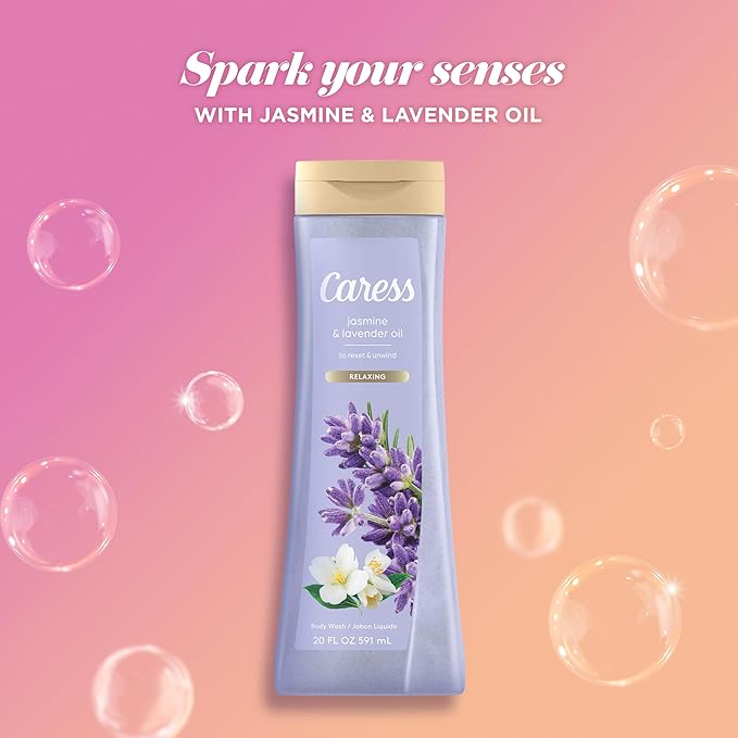 Caress Body Wash Relaxing Jasmine &amp Lavender 2-Pack – Reset &amp Unwind with Soft Fragrant Skin 20 Oz Ea