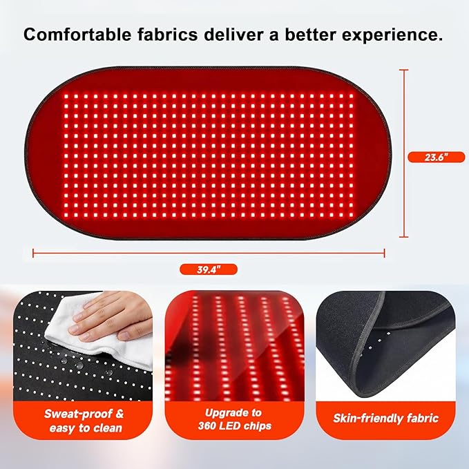 Red Light Therapy for Body660&amp850nm Light Therapy for Back Waist Shoulder Knee（60） (z-39.4'' x 23.6'')