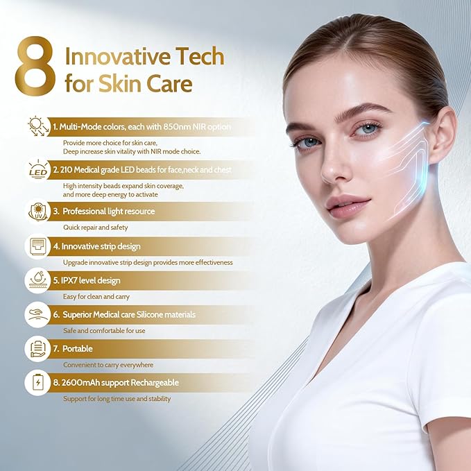Red Light Therapy for Face and NeckRed Light Therapy MaskLED Mask with 7 Colors&amp Facial mask red light therapy 850nm Near Infrared lightPremium Anti-WrinklesAcne CareBest Gifts for Mothers Da