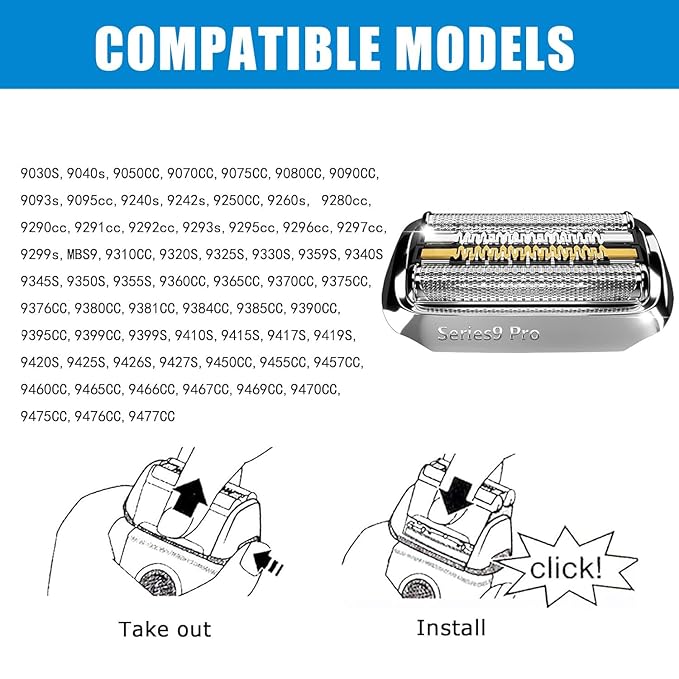 Series 9 94M Replacement Head Compatible with Braun Series 9 Shavers 9290cc 9291cc 9370cc 9293s 9385cc 9390cc 9330s 9296cc
