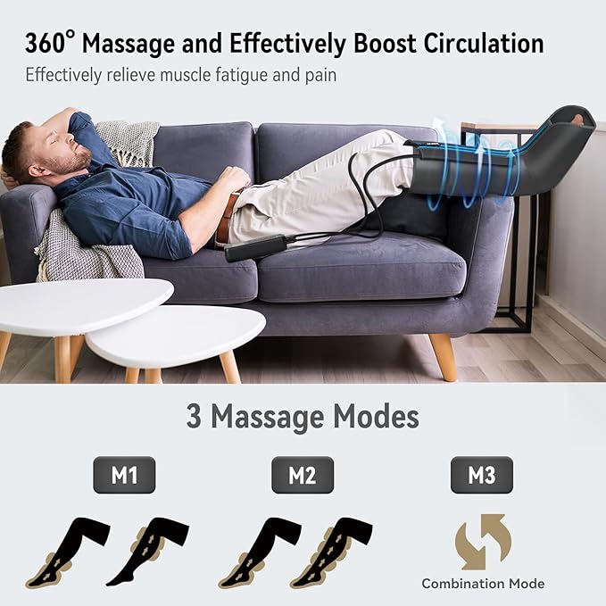 FIT KING Leg Massager Upgraded Foot and Calf Massager with Air Compression Therapy Sequential Compression Device Massage Boots for Circulation Edema RLS Pain Relief - 3 Timer Options