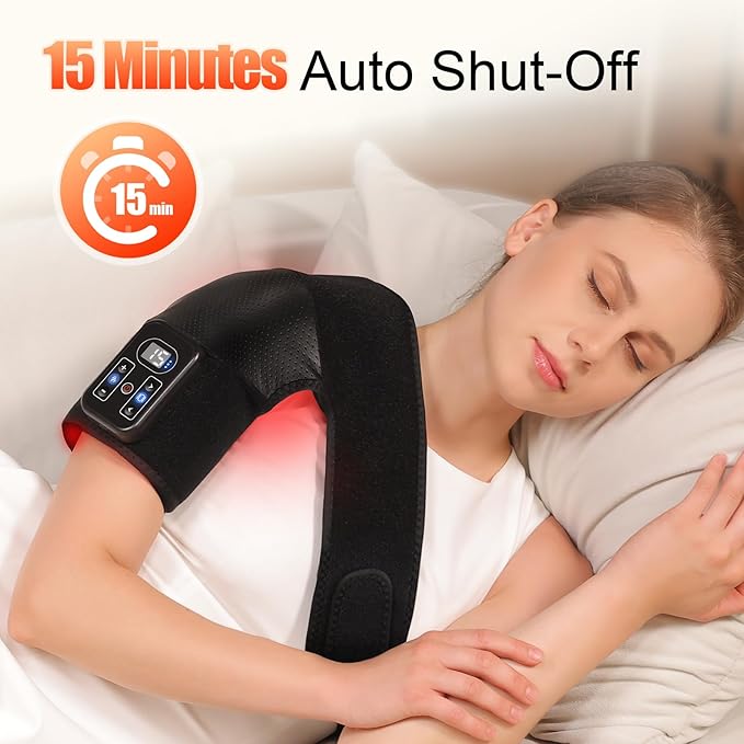 Cordless Knee Massager with Heat Vibration Heating Pad for Pain Relief 3 Vibrations &amp 5 Heating Levels Shoulder Brace Knee Brace Wrap Gifts for Dad Mom Men Women Seniors (Black Single)