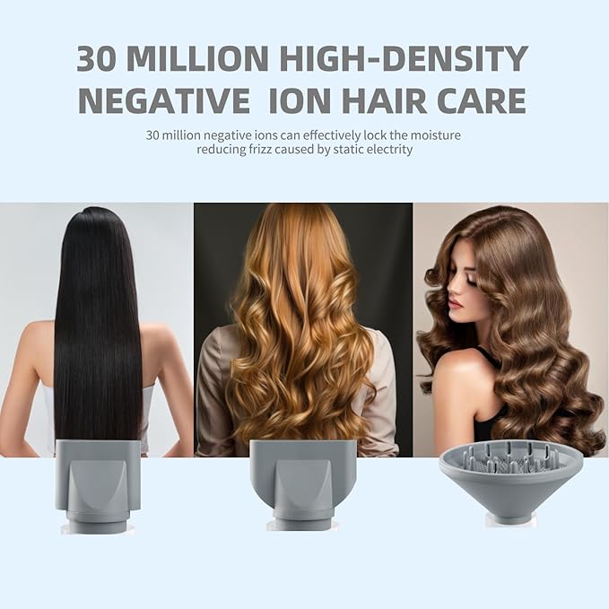 AIKO PRO Salon Ionic Hair Dryer 1800W High-Speed Foldable Travel Blow Dryer Brushless Motor for Fast Drying &amp Frizz Control 3 Temps &amp 3 Speeds Lightweight Portable &amp Quiet with 3 Magn