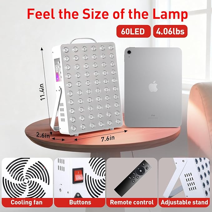 Red Light Therapy for Face Body Infrared Light Therapy for Body 150W with 60 Dual Chip LEDs with 660nm &amp 850nm Near Infrared LED Red Light Therapy Panel at Home 3 Modes Adjustable Brightness and T