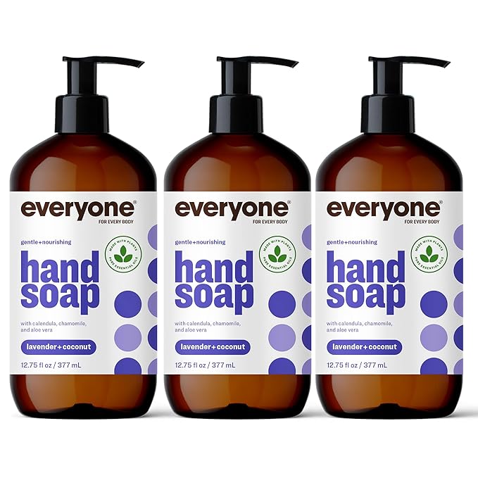 Everyone 3-in-1 Kids Soap Body Wash Bubble Bath Shampoo Orange Squeeze 2 Pack and Everyone Liquid Hand Soap Lavender Coconut 3 Pack Bundle