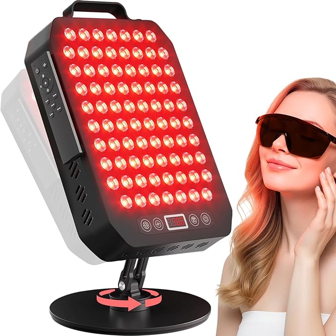 Red Light Therapy Panel for Face and Body 78 LEDs Dual Chip 660nm Red Light &amp 850nm Near Infrared Light Device with Rotatable Stand and Magnetic Remote for Skin Sleep Athletic Performance