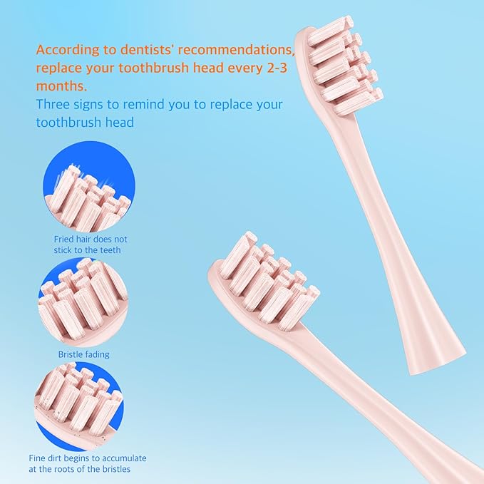 6 Pack Electric Toothbrush Replacement Heads Suitable for Oclean X Pro Elite/X/X Pro/Flow/F1/Air 2-Vacuum-Sealed with Hygienic CapsBonus Tongue Scraper &amp Travel Cup Included-Pink