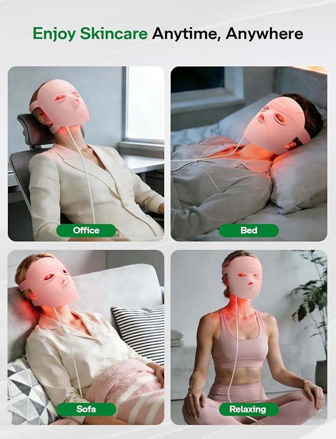 Medisana 3D Red Light Therapy Mask for Face 336 LEDs Light Therapy Mask with 3 Modes - NIR 830nm Red 630nm Blue 415nm - Cordless &amp Rechargeable LED Face Mask for Home Skincare Gifts for Women