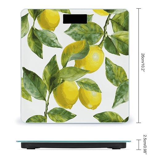 Lemon Branch Leaves Bathroom ScaleHighly Accurate Digital Weighing Machine for People Bright LED Display Weight Scale for The Aldult Home Use