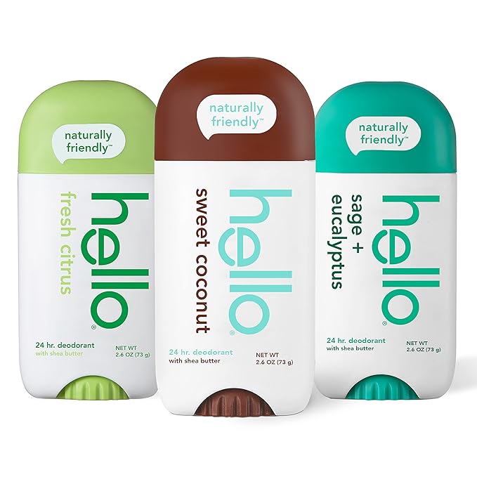 hello Deodorant Variety Pack (Sweet Coconut Fresh Citrus White Sage) &amp Unicorn Sparkle Kids Fluoride Toothpaste