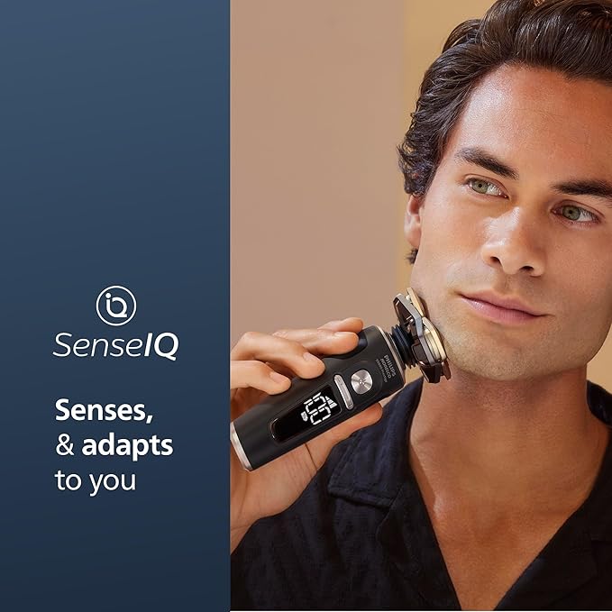 Philips Norelco S9000 Prestige Electric Shaver with Qi-Charger Precision Trimmer and Premium Case SP9872/86