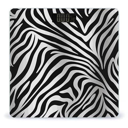 Zebra Print Bathroom Scale Weight Scale for Body WeightHighly Accurate Digital Weighing Machine Clear LED Display Digital Bathroom Body Scale 400lb/182kg