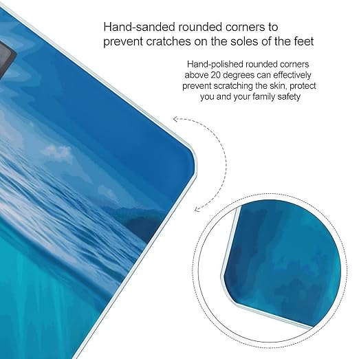 Swimming Dolphin in Blue Sea Weight Scale Digital Electronic Scales Bathroom Scale Larg LCD Backlight Display High Precision MeasurementsTempered Glass
