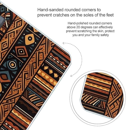 Traditional African Design Pattern Bathroom Scale for Body Weight Bathroom Weighing Scale with Backlit LCD Display Highly Accurate Measures Weight Up to 180kg