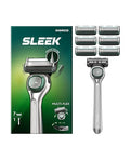 DORCO SLEEK 6 Blade Razor for Men with 7 Cartridges | Men's Cartridge Razors with Razor Handle and Smooth Shaving Blades | Men’s Razors with Multi-Flex Technology