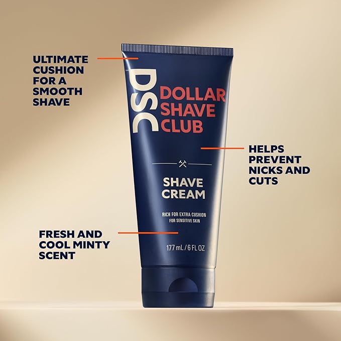 Dollar Shave Club 4-Blade Razor Refill Cartridges 8 Count and Shave Cream 2-Pack with Aloe and Oils