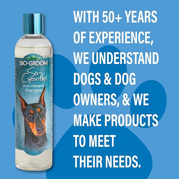 Bio-Groom So-Gentle Hypoallergenic Dog Shampoo - Tearless Cat &amp Dog Bathing Supplies Puppy Shampoo for Gentle Skin Cruelty-Free Made in USA Tear-Free Dog Products - 1 Gallon