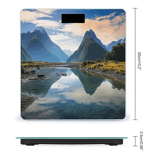 Fiordland National Park Digital Bathroom Scale for Body Weight Weighing Scale with Backlit LCD Display High Precision Measurements &amp Measures Weight Up to 180kg