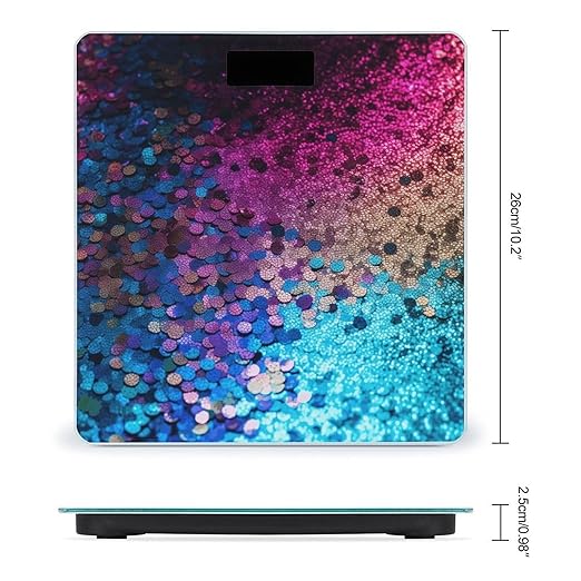 Glitter Sequin Spot Digital Bathroom Scale for Body Weight Weighing Scale with Backlit LCD Display High Precision Measurements &amp Measures Weight Up to 180kg