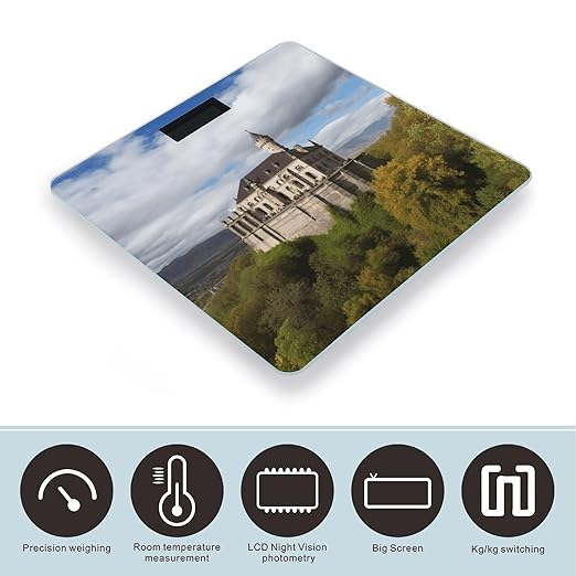 Historical Monuments of Armenia Bathroom Scale Large LCD Backlight Display Digital Scale Rounded Corners Body Scales Automatic Power On/Off Bathroom Scales for Home Bedrooms