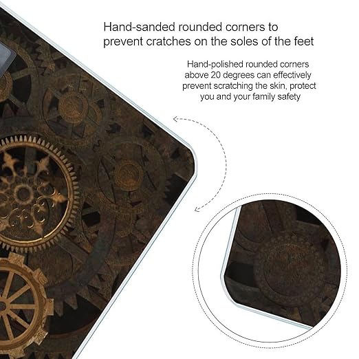 Steampunk Steampunk Gears Clock Scale for Body Weight Digital Bathroom Scale Precision Smart Weighing Scales with Clear LED Display Accurate High Precision Scales Weighing Machine