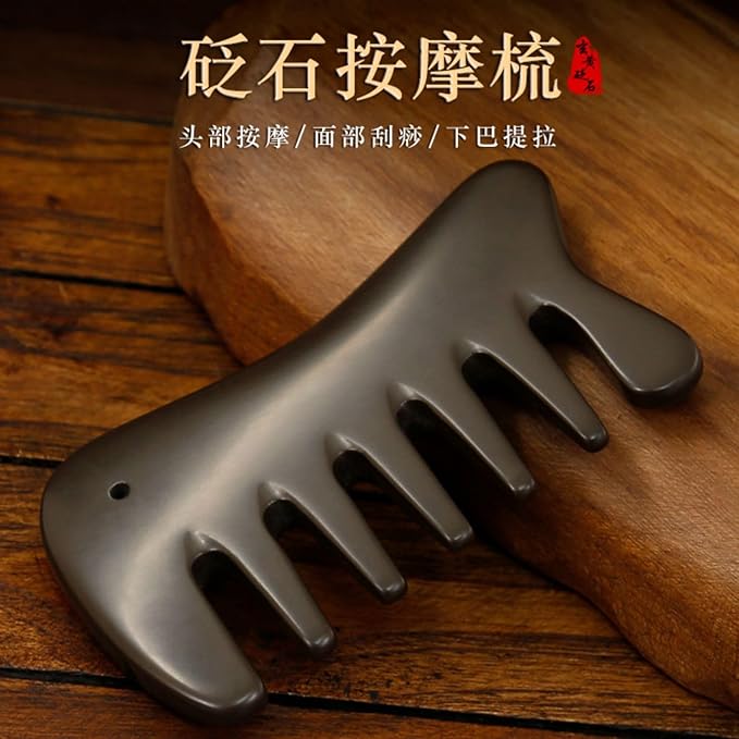 砭石按摩刮痧梳子梳头部经络梳肩颈按摩刮痧板 Gua Sha Facial Tools for Face &amp Body生产 HomeOffice Body Electric Massagers
