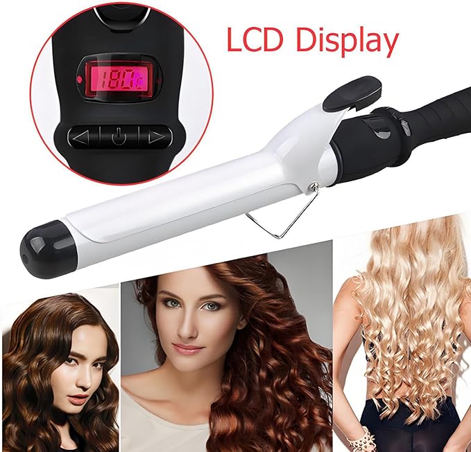 Professional Hair Curling Iron Rollers Ceramic Hair Curler Irons Wand LCD Display Hair Curly Waver 22/25/28/32/38mm Extended Iron Body Styling Tool (22MM)