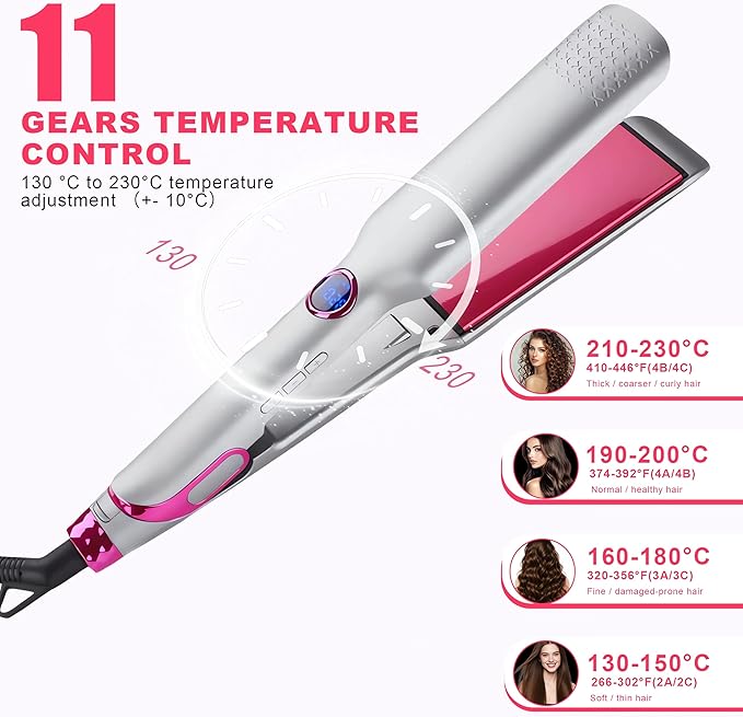 Titanium Flat Iron Hair Straightener Hair Straighteners for Women Fast Heating &amp 11 Temperature Settings