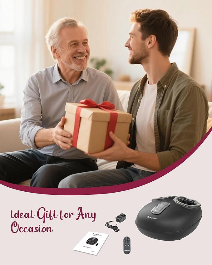 Foot Massager with Heat Compression Shiatsu Foot Massager Machine with Remote Auto-Off Timers Foot Warmer for Home Office Up to Size 14Black