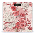 Peach Floral Pattern Scale for Body Weight Anti-Slip Tempered Glass Digital Bathroom Scales Clear LCD Display Weighing Scale Safe Rounded Corners Smart Scales