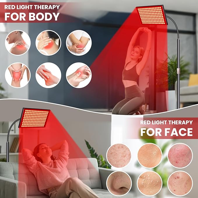 SAVlLER® Red Light Therapy for Face and Body Red Infrared Light Therapy Lamp Panel with Stand LED660nm Deed Red Light and 850nm Near Infrared Redlight Device at Home for Shoulder Back Joint