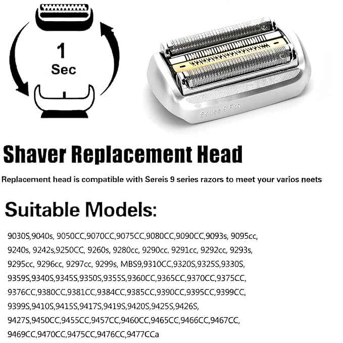 94M Series 9 Replacement Shaver Heads Compatible with Braun Series 9 Electric Razors for Braun S9 Replacement Headfor All Series 9 Electric foil Shaver 9030S 9040s 9050CC 9080CC etc Model