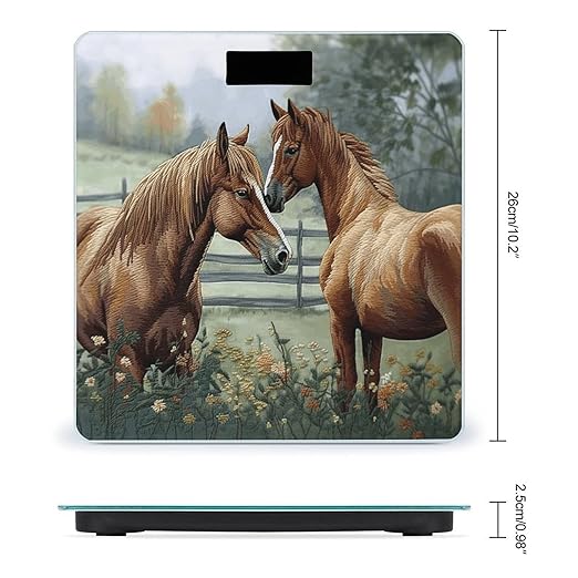 Animals Embroidery Paintings Horses Smart Scale for Body Weight Accurate Bathroom Scale with LED Display Digital Weight Scales Weighing Machine High Precision Scales for Bath Home