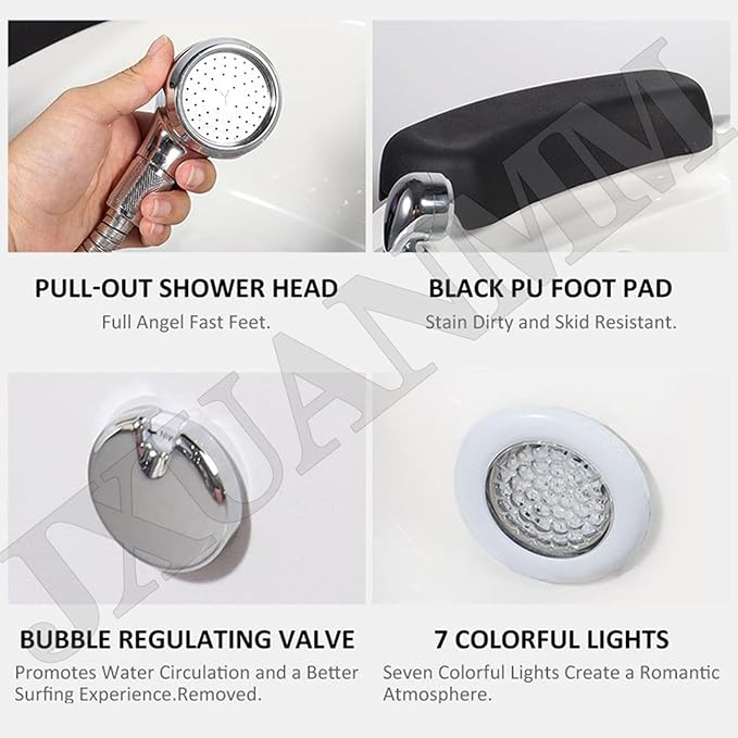 Acrylic Footbath Foot Soak Tub Acrylic Pedicure Sink with Heat and Massage Pedicure Bowl Salon Massage Equipment Home Foot Bath Special for Hotel Foot Bath Club for Foot Soaking B
