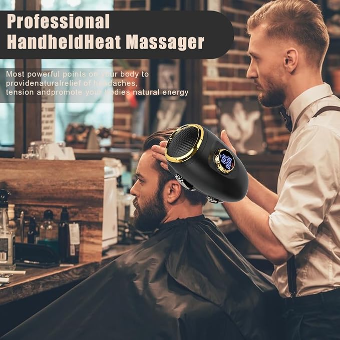 Professional Haircut Massager/Cordless Handheld Massager Vibration Neck/Legs/Hands/face Massager 2 Massage nodes 4000AMH (Black)