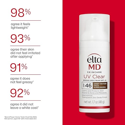 EltaMD UV Clear Tinted Face Sunscreen SPF 46 Oil Free Sunscreen for Sensitive Skin with Zinc Oxide Dermatologist Recommended