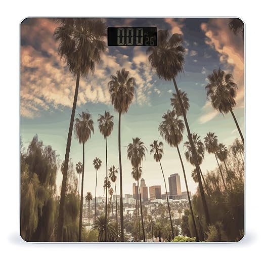 Los Angeles Palm Trees Weight Scale for Body Weight Digital Bathroom Scale High Capacity Accurate Digital Weighing Scales and Easy-to-Read on Backlit LCD Display Scales
