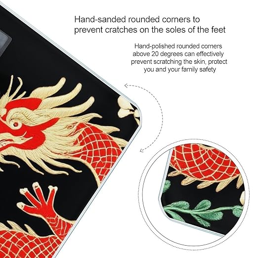 Men's Smart Scale for Body Weight Digital Bathroom Weighing Scale Automatic Switch Energy Saving Scale Floral Chinese Japanese Dragon Flower